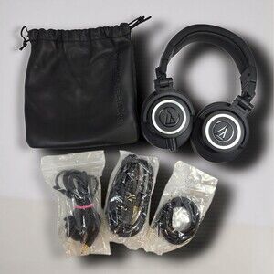 Audio-Technica ATH-M50x Professional Studio Monitor Headphones w Case & Cords